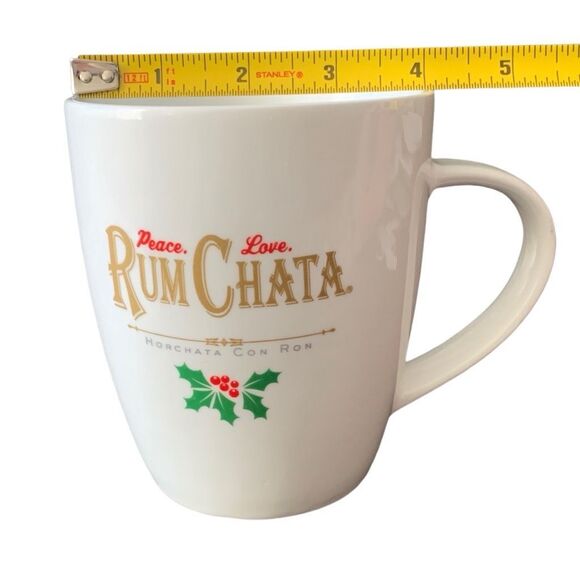 Pre Owned Rum Chata Horchata Con Ron Gold Letters Ceramic Coffee Peace Love Mug - Picture 7 of 13